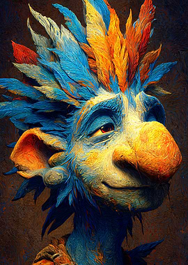 Colorful Feathered Creature Portrait