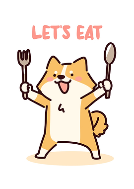 Cartoon Dog Ready to Eat