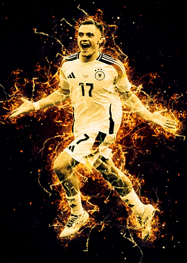 Wirtz Soccer Player Celebration with Fire