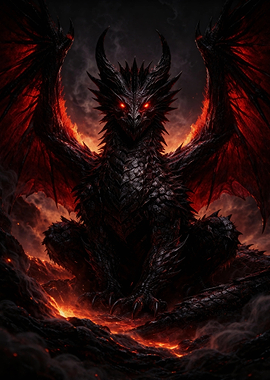Fiery Dragon with Red Eyes