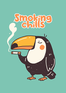 Smoking Toucan Cartoon Illustration