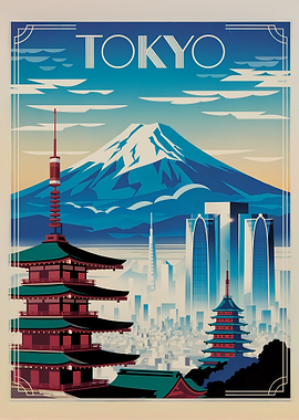 Tokyo Art Deco Travel Poster