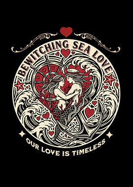 Bewitching Sea Love Mermaids Illustration