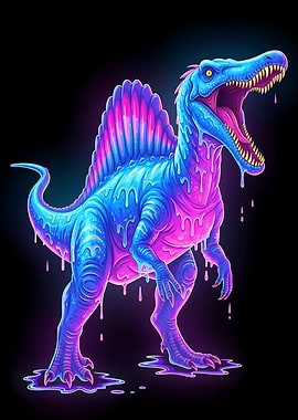 Neon Spinosaurus Dinosaur Illustration