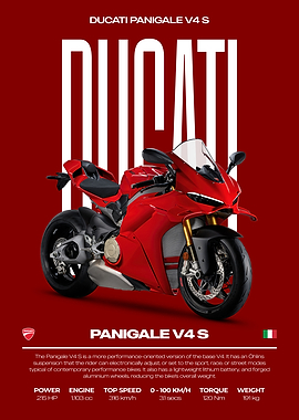 Ducati Panigale V4 S Motorcycle Poster