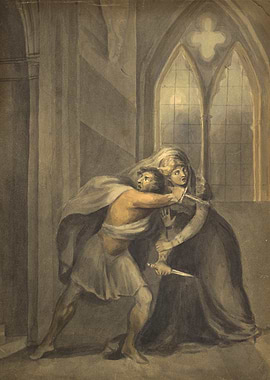 Dramatic Encounter with Swords in Gothic Setting