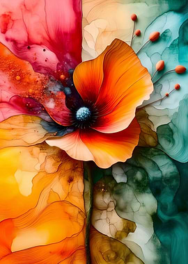 Abstract Floral Watercolor Painting