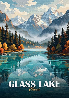 Glass Lake China Landscape Poster