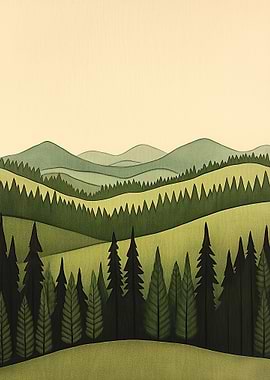 Green Forest Landscape Illustration