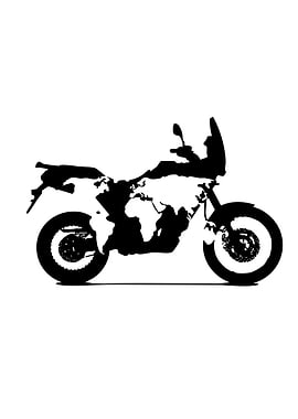 Motorcycle World Map Silhouette