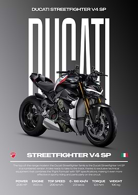 Ducati Streetfighter V4 SP Motorcycle Poster
