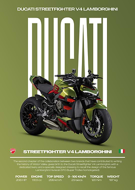 Ducati Streetfighter V4 Lamborghini Motorcycle Poster