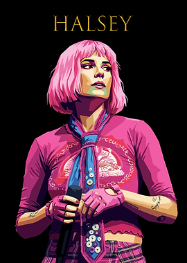 Halsey Portrait with Pink Hair