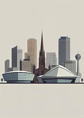 Glasgow Cityscape with Church and Arena