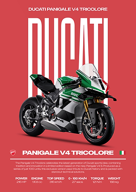 Ducati Panigale V4 Tricolore Motorcycle Poster