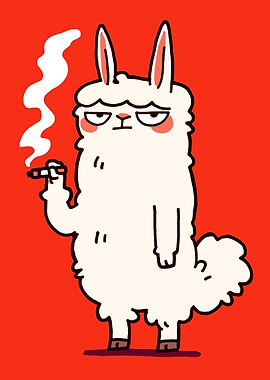 Smoking Llama Cartoon Character