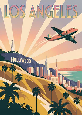 Los Angeles Travel Poster Art Deco