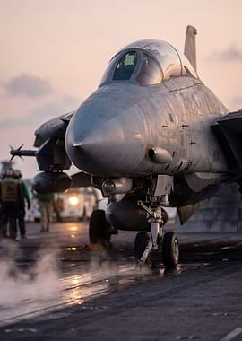 F-14 Tomcat on Aircraft Carrier Deck