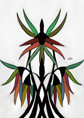 Abstract Floral Design on White