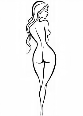 Elegant Woman Line Art