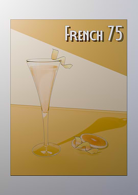 Stylized Prohibition Era French 75 | Vintage Bar Art