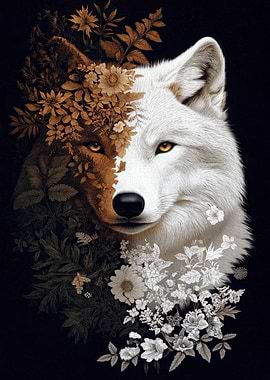 Floral Wolf Portrait