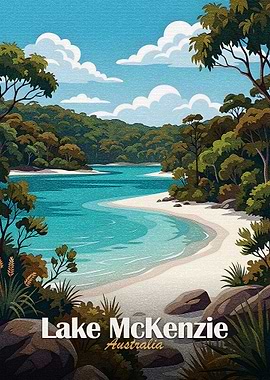 Lake McKenzie, Australia Travel Poster