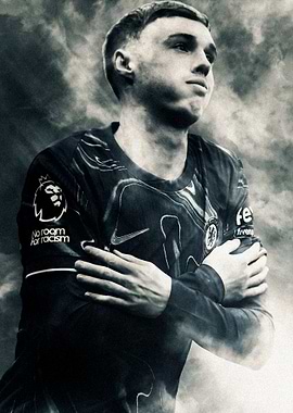 Cole Palmer Portrait in Chelsea Jersey