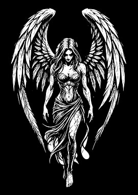 Dark Angel Woman with Wings