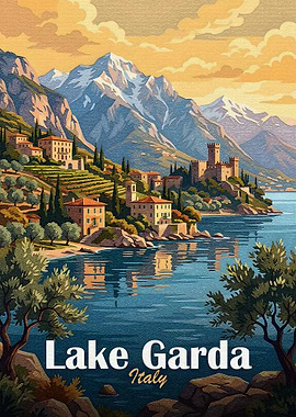 Lake Garda, Italy, Travel Poster