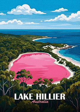 Lake Hillier Australia Travel Poster