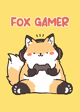Fox Gamer Cartoon Illustration