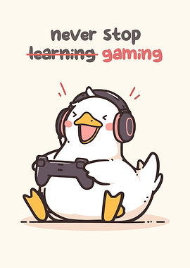 Gaming Duck Cartoon Illustration