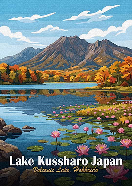 Lake Kussharo Japan Travel Poster
