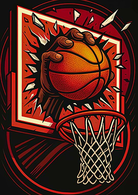 Basketball Slam Dunk Breaking Backboard Art