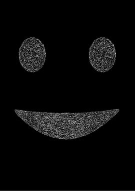 AbstrFractured Smile – Minimal Dark Abstract Face Art act Smiling Face on Black Background