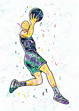 Basketball Player Watercolor Art