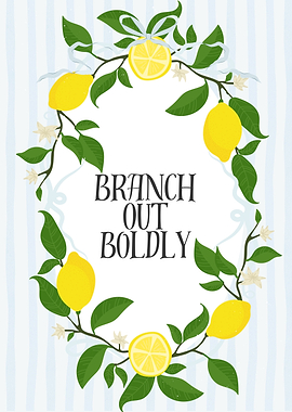 Lemon Branch Wreath with Text