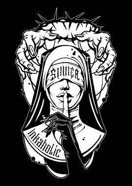 Sinner Nun Black and White Art