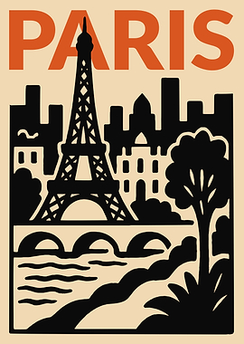 Paris Eiffel Tower Cityscape Illustration