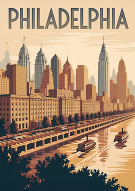 Philadelphia Cityscape Art Deco Style