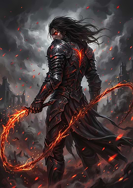 Dark Knight with Fiery Whip