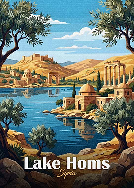Lake Homs, Syria Travel Poster