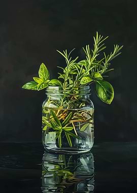 Herbs in a Jar Still Life