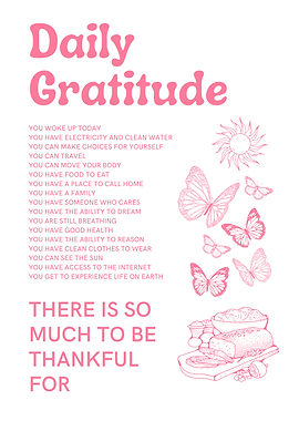 Daily Gratitude Pink and White Poster