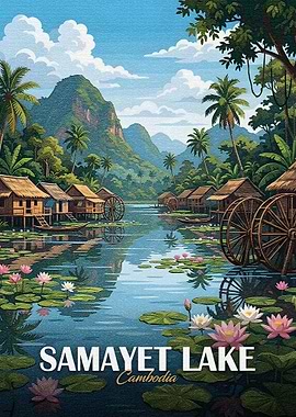 Samayet Lake, Cambodia, Travel Poster