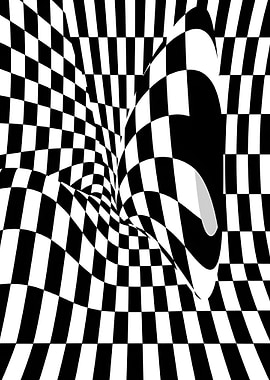 Abstract Black and White Checkered Pattern