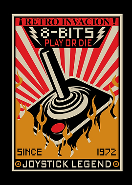 Retro Gaming Joystick Legend Poster