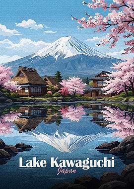 Lake Kawaguchi Japan Landscape Art