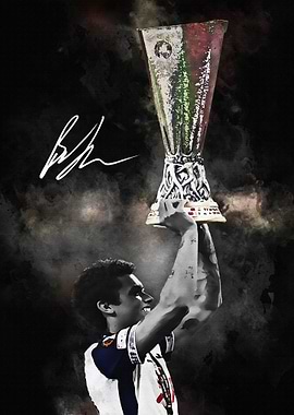 Football Player Holding Trophy Illustration